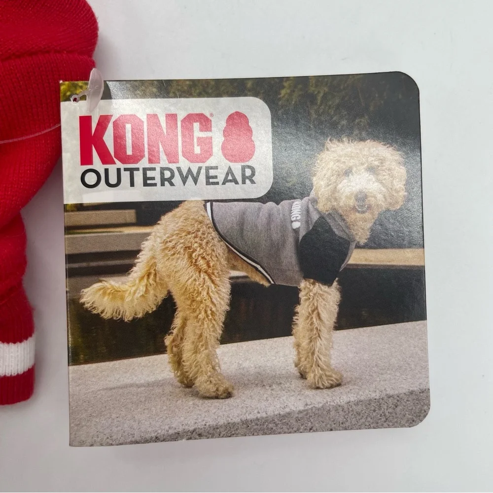 Dog KONG OuterWear Size XS Trim striped Fleece pull over Hoodie Red & White‎